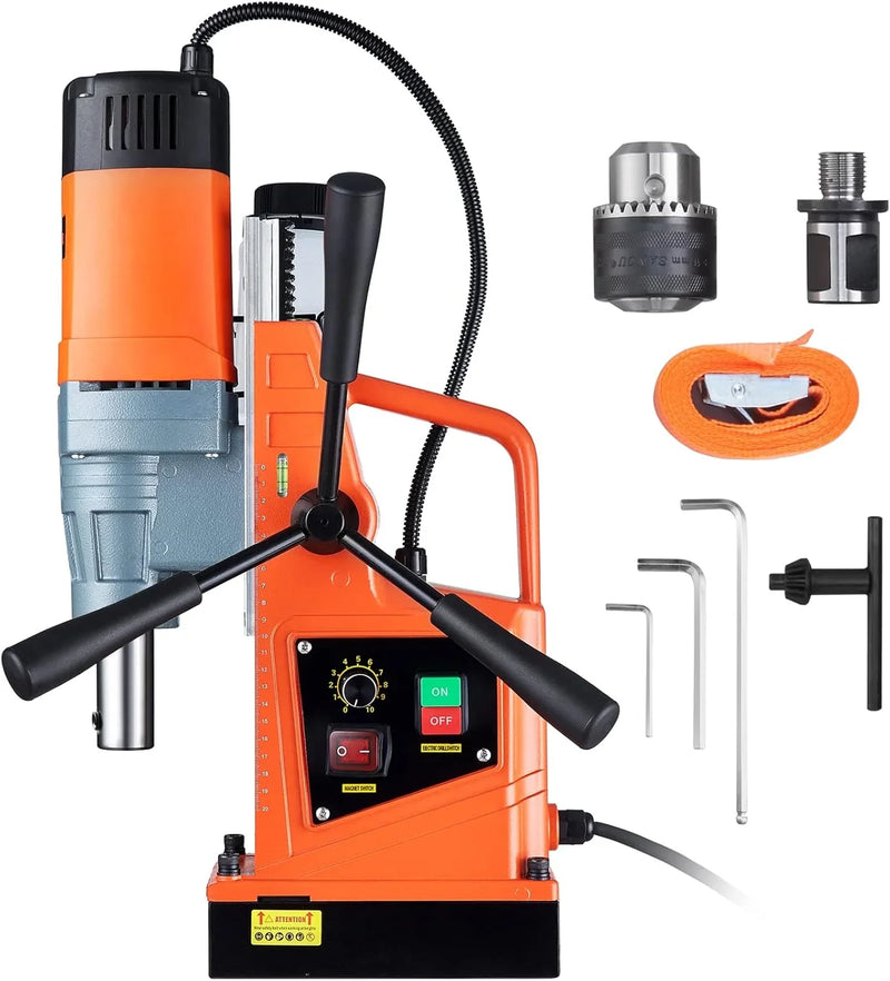 Mag Drill Press, 1550W 2" Boring Diameter, 2922lbf Power Magnetic Drill, 500 PRM, 10-Speed, Electric Drilling Machine for Metal Surface, Industrial and Home Improvement W8