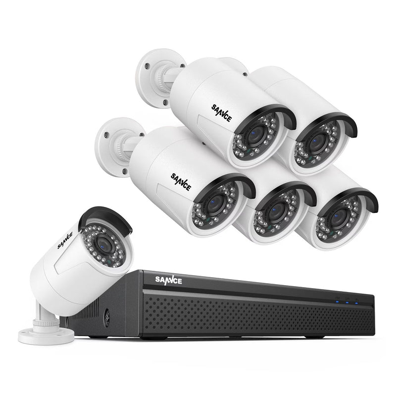 SANNCE 8CH 5MP Poe Home Security Camera System,2MP 8CH Poe NVR, 6pcs 1080P Outdoor Poe Cameras,No Hard Drive A5