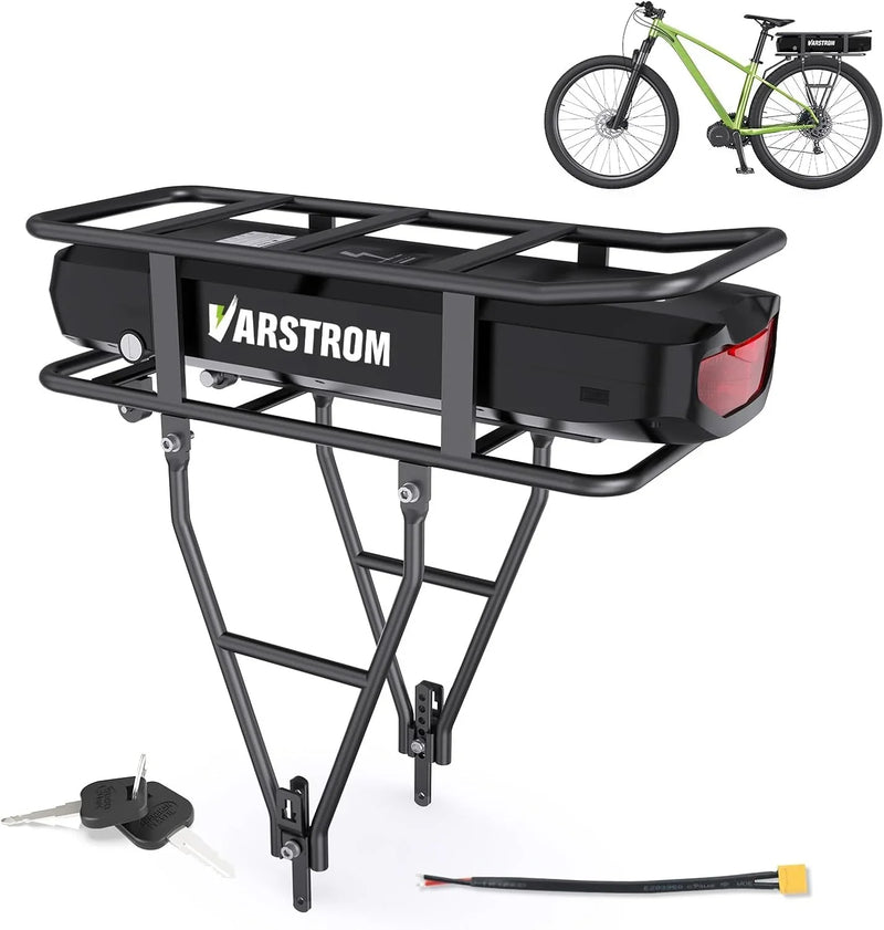 Ebike Battery 48V 17.5AH Lithium ion Rear Rack Battery for BAFANG/Voilamart/PEXMOR/AW 48V200W-1000W Ebike Kit,48V E Bike Batteries with Luggage Rack,Taillight,30A BMS,3A Fast Charger & Safety Lock G5