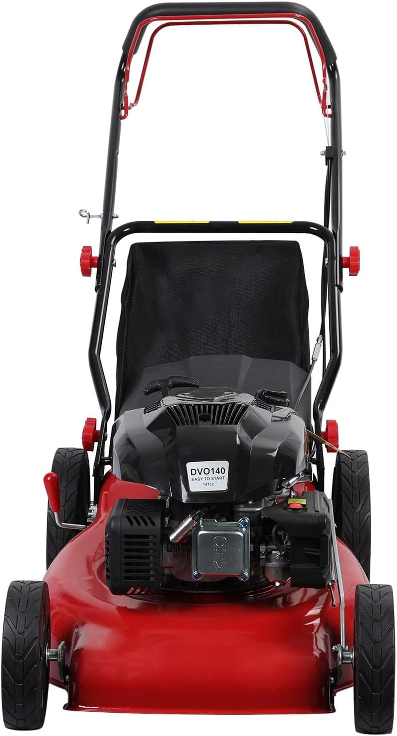 Self-propelled lawn mower, 141cc four-stroke gasoline engine, lawn mower with 20-inch blades, rear-wheel drive, push-type lawn mower, equipped with a 50-liter hay storage tank, rear wheel diameter 10 inches, rotational speed 2850 revolutions per minu X3