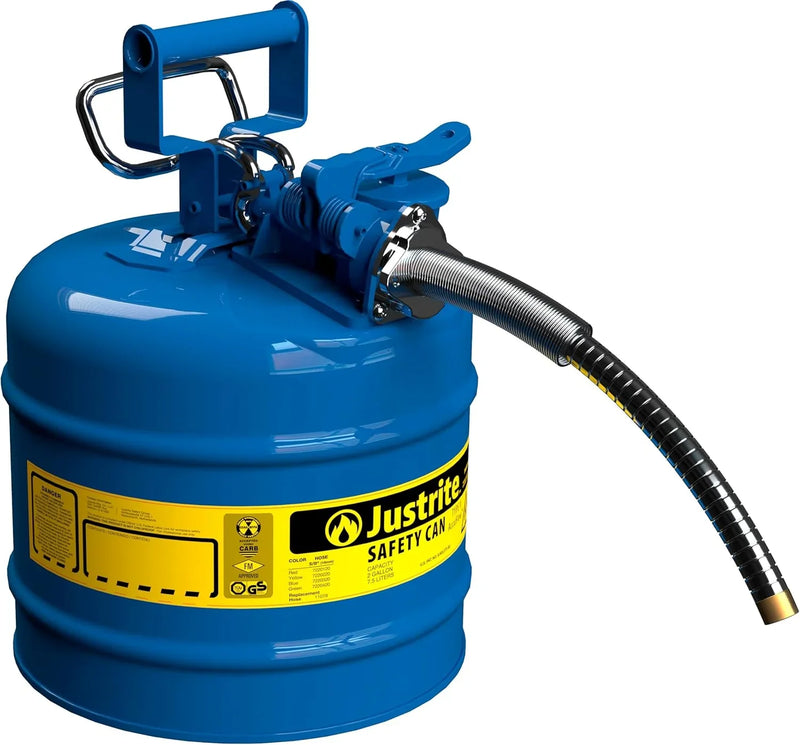 5-Gallon Type II Red Safety Gas Can – OSHA-Approved Steel Fuel Container with Flame Arrester, Self-Closing Lid & 1" Flexible Spout (7250130) E9