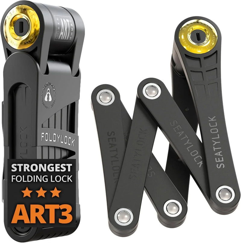 Jiu-style folding bicycle lock set - Patent technology, consisting of two sets of perfectly matching bicycle locks, each set equipped with 6 identical keys - 18/18 level heavy-duty anti-theft security protection device, with key and shell fixation de J4