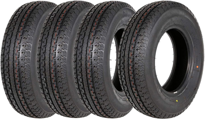 Set of 4 ST225/75R15 Radial Trailer Tire, ST225-75R15 ST 225/75R15, 10 Ply Load Range E, 117N H3