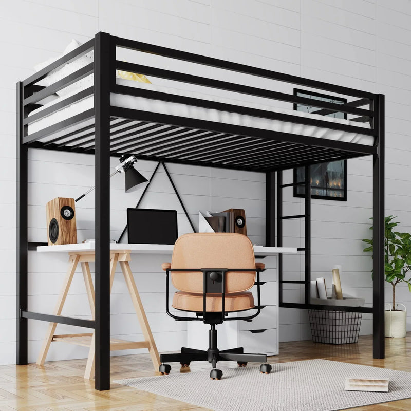 Junior Loft Bed Twin Size, Heavy Duty Twin Bed Frame V8