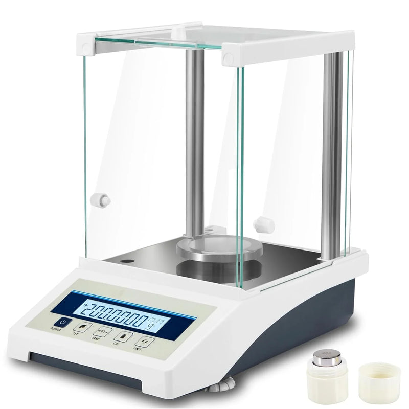 Lab Scale, Digital Analytical Balance 220g/ 0.1mg, High Precision Scientific Precision Scale Accuracy 0.0001g, Balance Scale for Coin/Jewelry/Powder with Weights and RS232 Interface R1