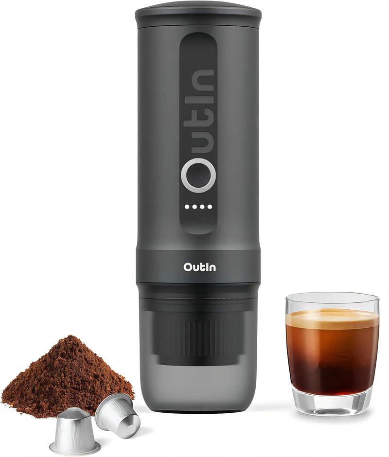 Nano Portable Electric Espresso Machine, Travel Coffee Maker for Camping, Car Coffee Maker Self-Heating with USB-C, With Ground Coffee & NS Capsule for RV, Hiking, Office K6