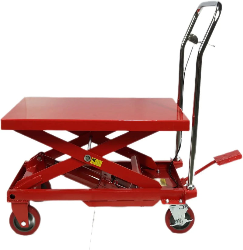 500LBS Hydraulic Lift Table Cart, 30" Lifting Height., Double Scissor Lift Table with 4 Wheels and Non-Slip Pad, Hydraulic Scissor Lift Table for Material Handling and Transportation Q7