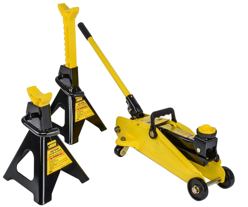 Hydraulic Utility Floor Jack & Stands Heavy Gauge Steel Frames W2
