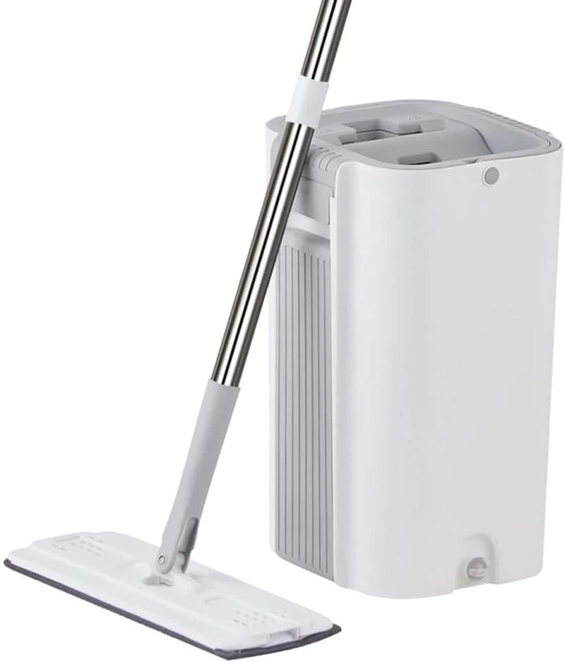 A handless flat mop set, suitable for household cleaning, with a mop bucket that can be used for both dry and wet cleaning. Q5