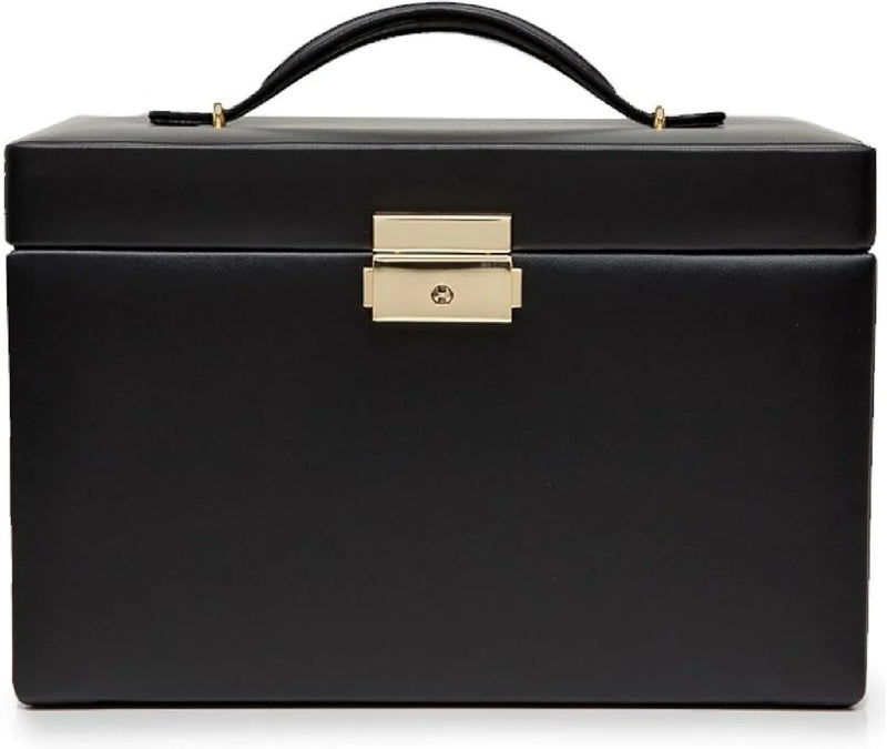 Medium-sized jewelry box, made of tin - 28 compartments, 10 spaces for storing rings, 20 slots for ear piercings 10 compartments for storing necklaces - Includes a handbag G7