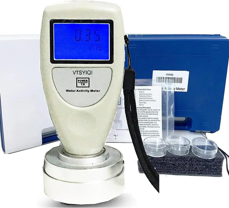 Water Activity Meter Food AW Tester Monitor Water Analyzer for Grain Fruits Vegetables Breads Biscuits Cakes Puffed Food 6 bit Backlight Digital Display H2