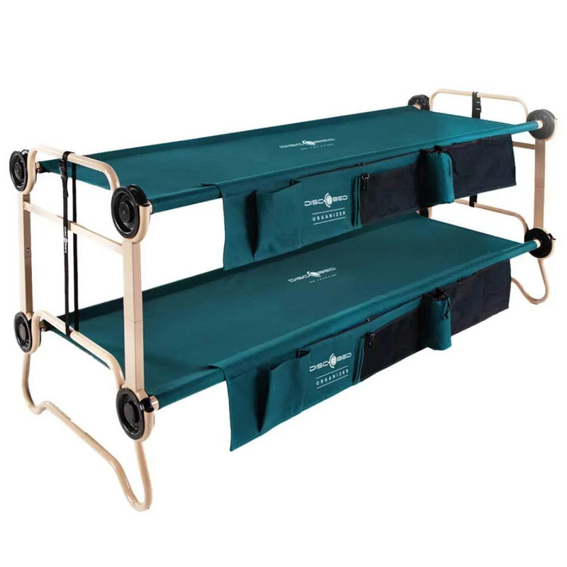 Disc-O-Bed Large Cam-O-Bunk Benchable Double Cot with Storage Organizers, Green C0