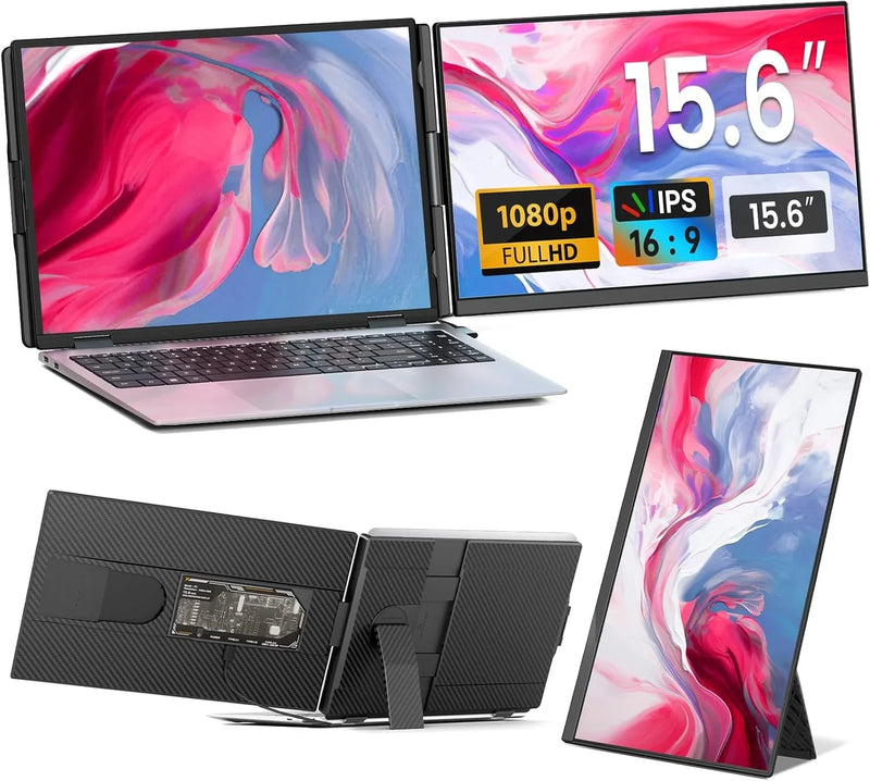 Laptop Screen Extender - 15.6" FHD 1080P Portable Monitor for Laptop, Detachable & Plug and Play Dual Laptop Monitor Extender for 13"-17.3" Laptops, Compatible with Wins/Mac/Android/Chrome N8