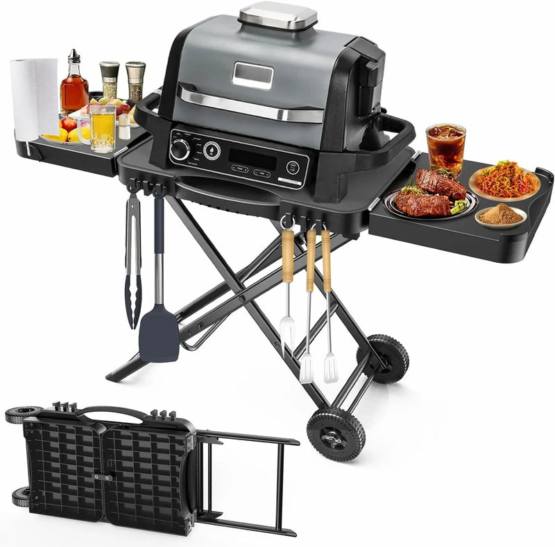 Outdoor Grill Table Cart 57"x24"x35", Outdoor Kitchen Island with Storage & Large Tabletop for Blackstone Griddle, Ooni Pizza Oven, Ninja Woodfire Grill, BBQ Station, Dining Cart, Rolling BBQ Table U1