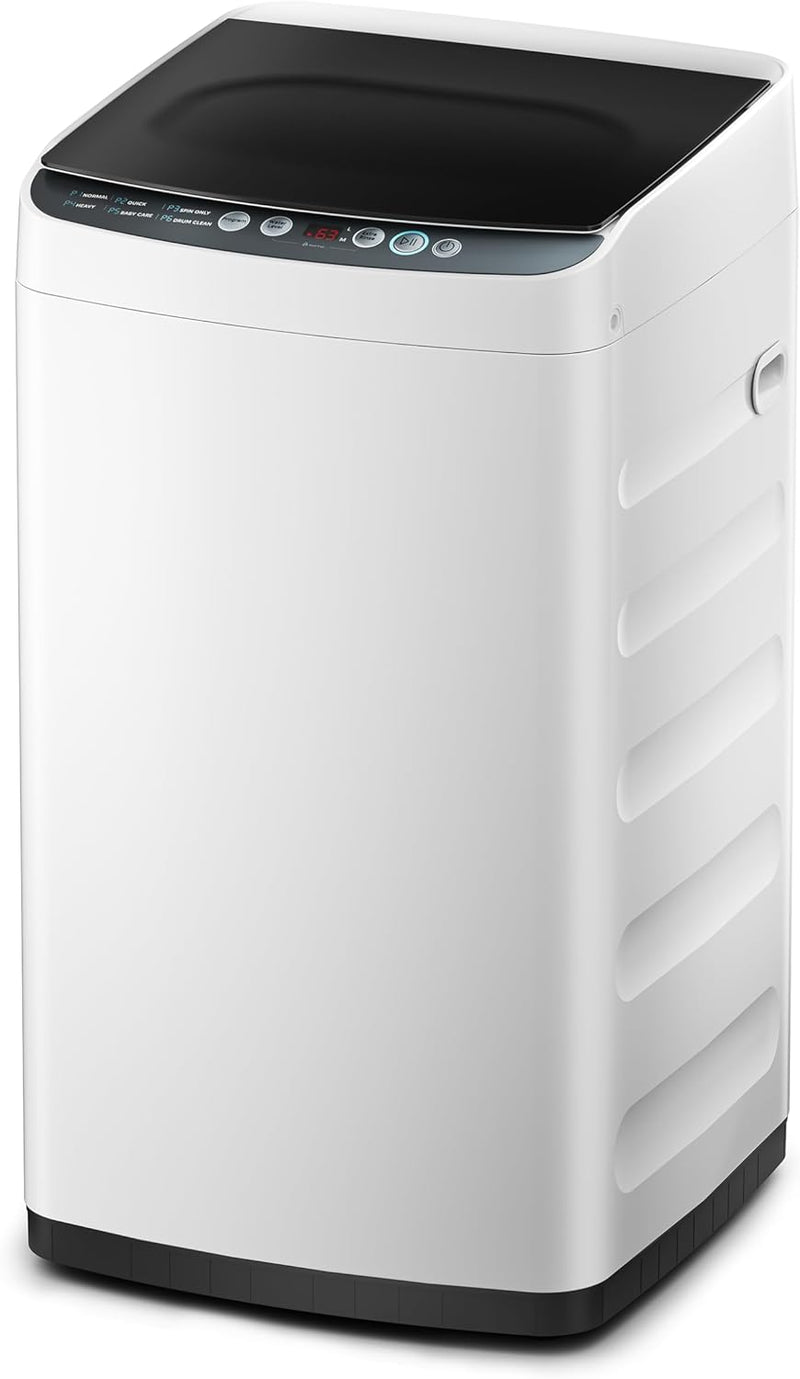 Portable Washer with 6 Cycles, Drum Clean, Quick, Stainless Steel Tub, Transparent Lid, LED Display Washing Machine, White X5