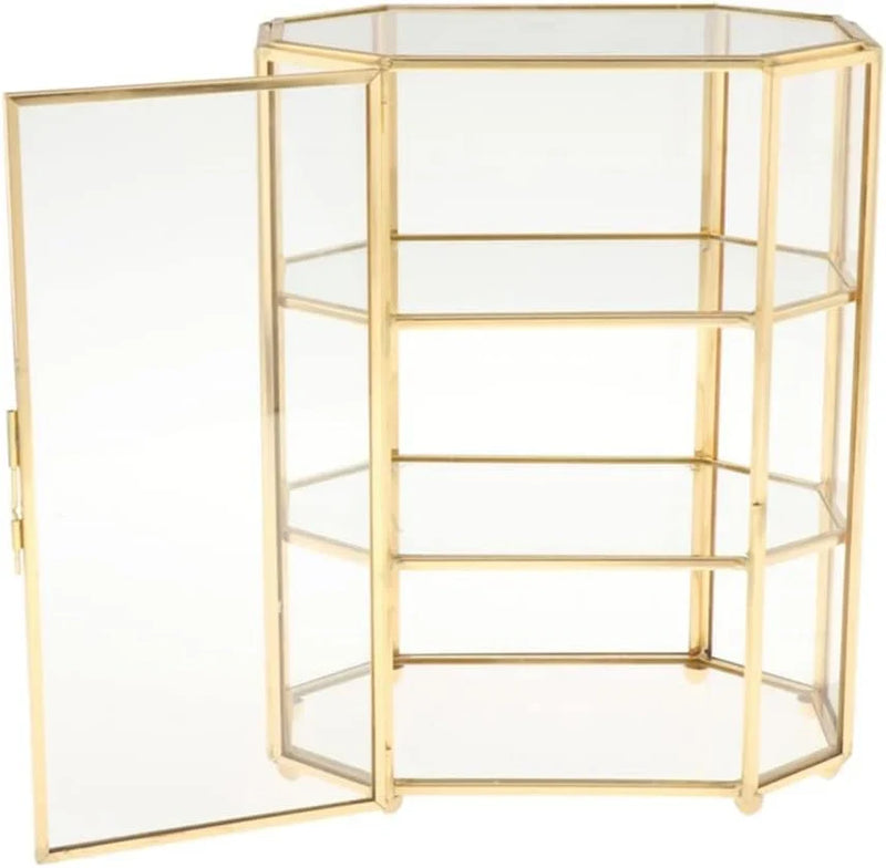 3-Tier Jewelry Box Glass Makeup Organizer Jewelry Box Multifunction Display Case for Dressing Table Decoration Storage U0