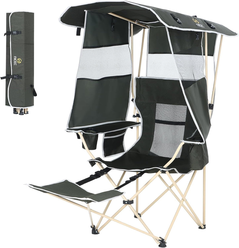 Nice C Canopy Chair, Camping Chair with Canopy, Folding Chair with Canopy, Shade Chair, Canopy Chair Outdoor, Folding Lawn Chair with Canopy, Sport Chair, Camping Chair with Foot Rest (2-P w/Footrest) R4