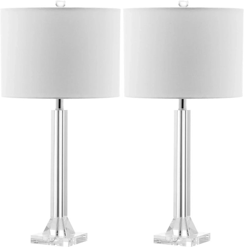27" Modern Crystal Table Lamp 2-Pack with Linen Shade for Bedroom Living Room Home Office Desk Nightstand with LED Bulb Suitable for Living Room, Dormitory, Office, L7