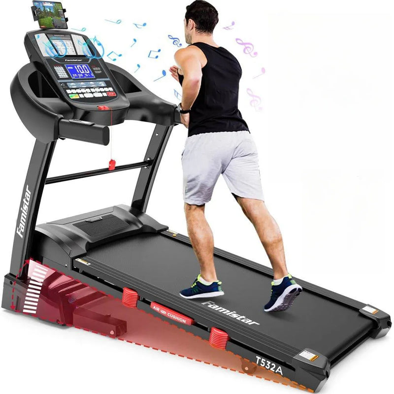 Famistar Folding Treadmill for Home with 15 Levels Auto Incline, 300LB Capcity, 10MPH Fast Speed Controls G1