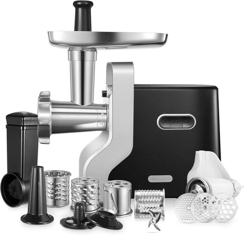 Meat Grinder Heavy Duty, 3000W Max Ultra Powerful, 5 in 1 HOUSNAT Multifunction Electric Meat Grinder, Sausage Stuffer, Slicer/Shredder/Grater, Kubbe & Tomato Juicing Kits, Home Kitchen Use W5