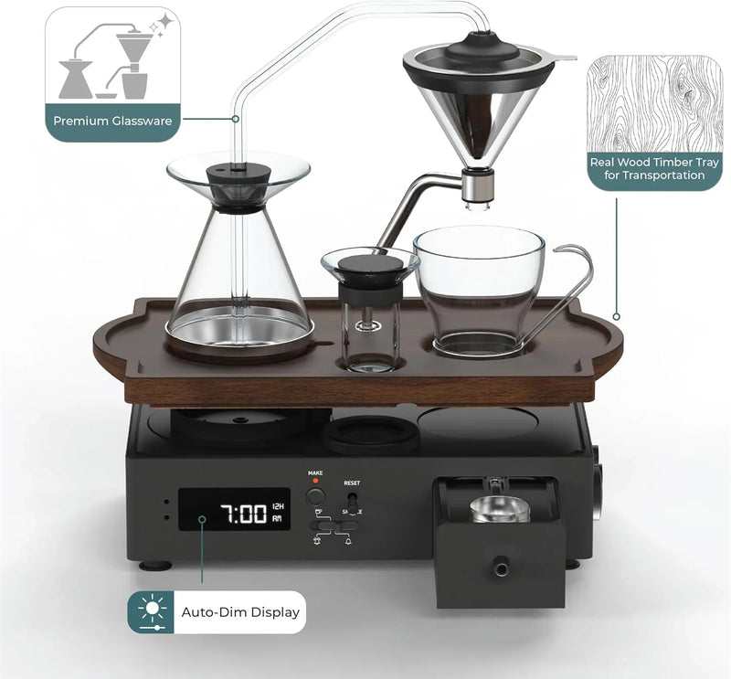 Coffee Alarm Clock Coffee Maker- Black Walnut N6