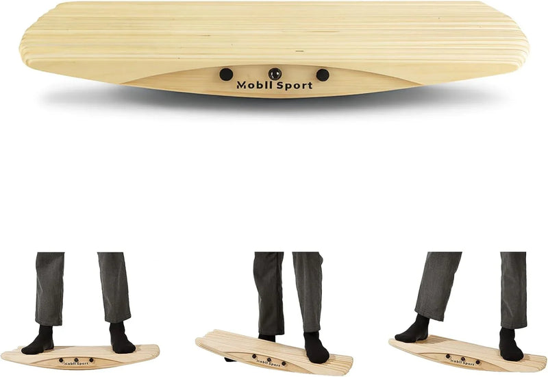 Standing Desk Balance Board Mat | Anti-Fatigue Handcrafted Wooden Wobble Board for Foot, Knee & Back Pain Relief | Simulate Surfing/Skiing/Skateboarding Movements Z6