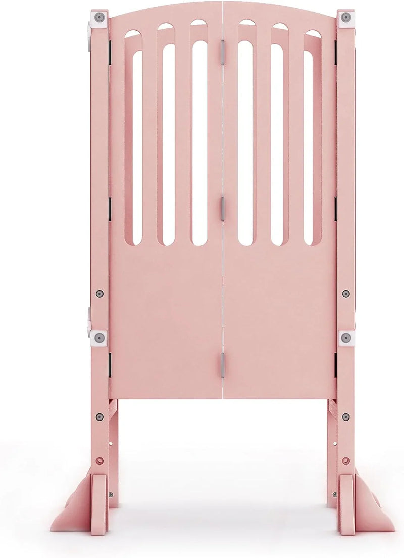 Infant Tower Stool - Modern Style - White: A foldable and height-adjustable Montessori wooden learning furniture with a fixed device G1