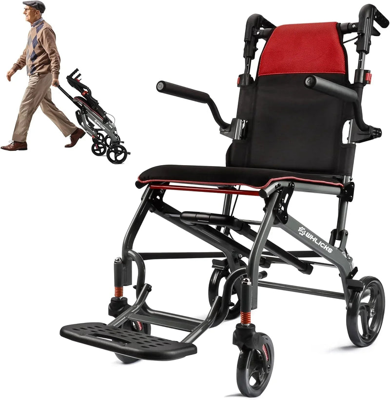 Wheelchairs for Adults Transport Chair Lightweight Foldable with Telescopic Handle, 19.4lbs Portable Folding Travel Wheel Chairs for Seniors K9
