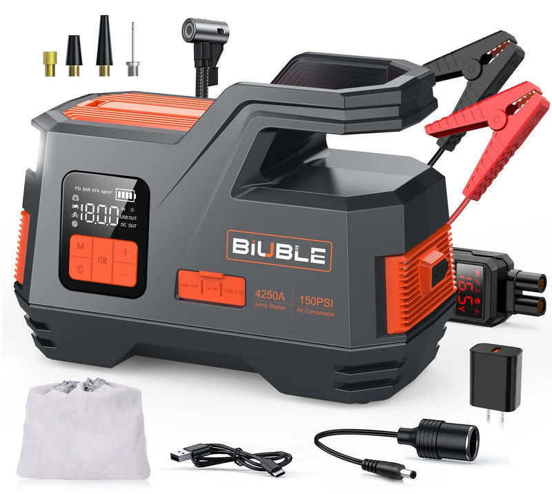 Car Jump Starter with Air Compressor, 4500A Peak 26800mAh 12V Auto with 150PSI Tire Inflator（up to All Gas or 10.0L Diesel Engine） Z5