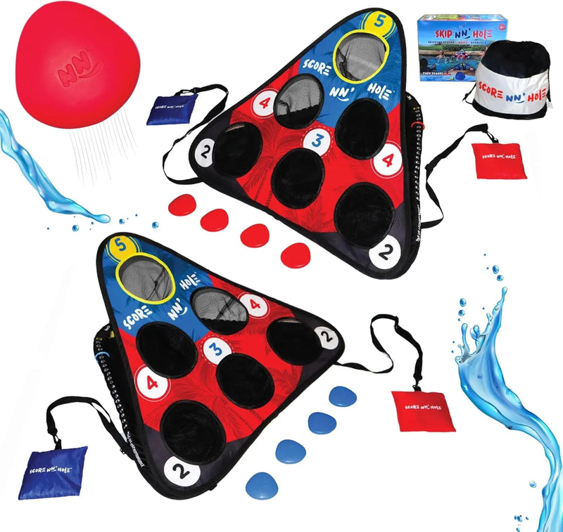 Fun Pool Game for Adults and Family | Stonne Skipping Meets Swimming Pool Cornhole Game Floating | Fun For All Ages, Easy Setup, Well Made | Portable Water and Lake Toy | U4