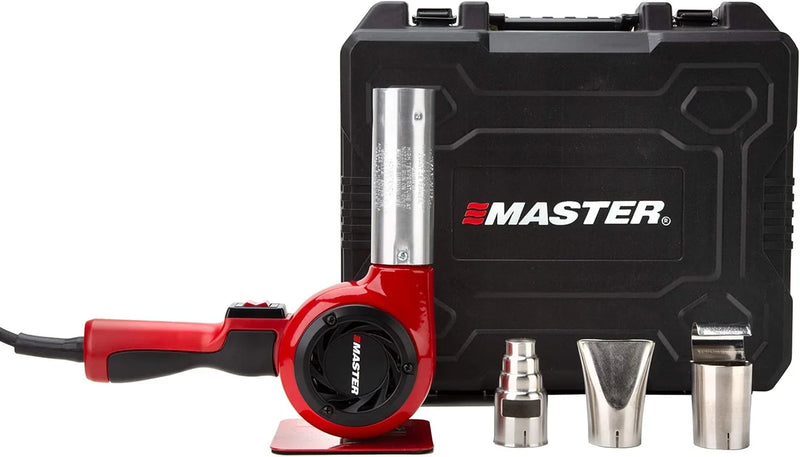 Industrial hot air gun kit, quick replacement of plug-in heating elements, adjustable temperature, voltage 120 volts, power 1740 watts, current 14.5 amps, assembled in the United States. E8
