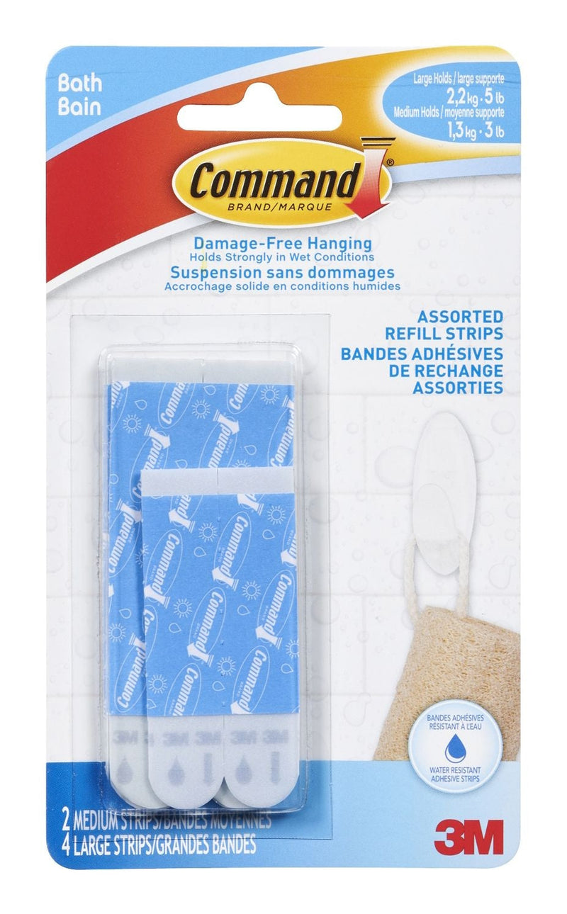 3M Command Bathroom Refill Strips, Assorted Sizes S5