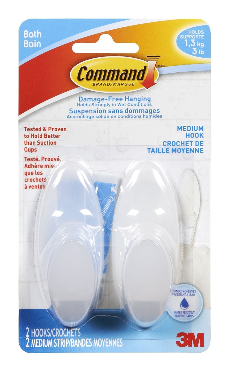 3M Command Medium Bathroom Hook, 2-pk X3