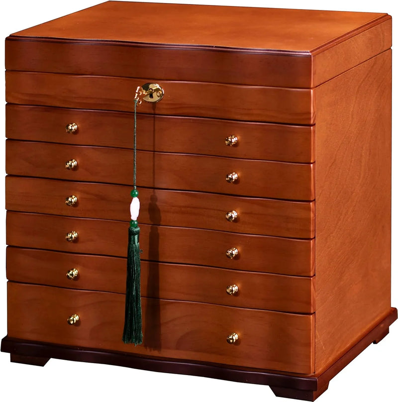 Wooden Jewelry Box,jewelry boxes for women large jewlrey box&organizers with necklace hanger,jewerly organizer,jewelry holder organizer,9-layer large capacity jewelry storage box U6