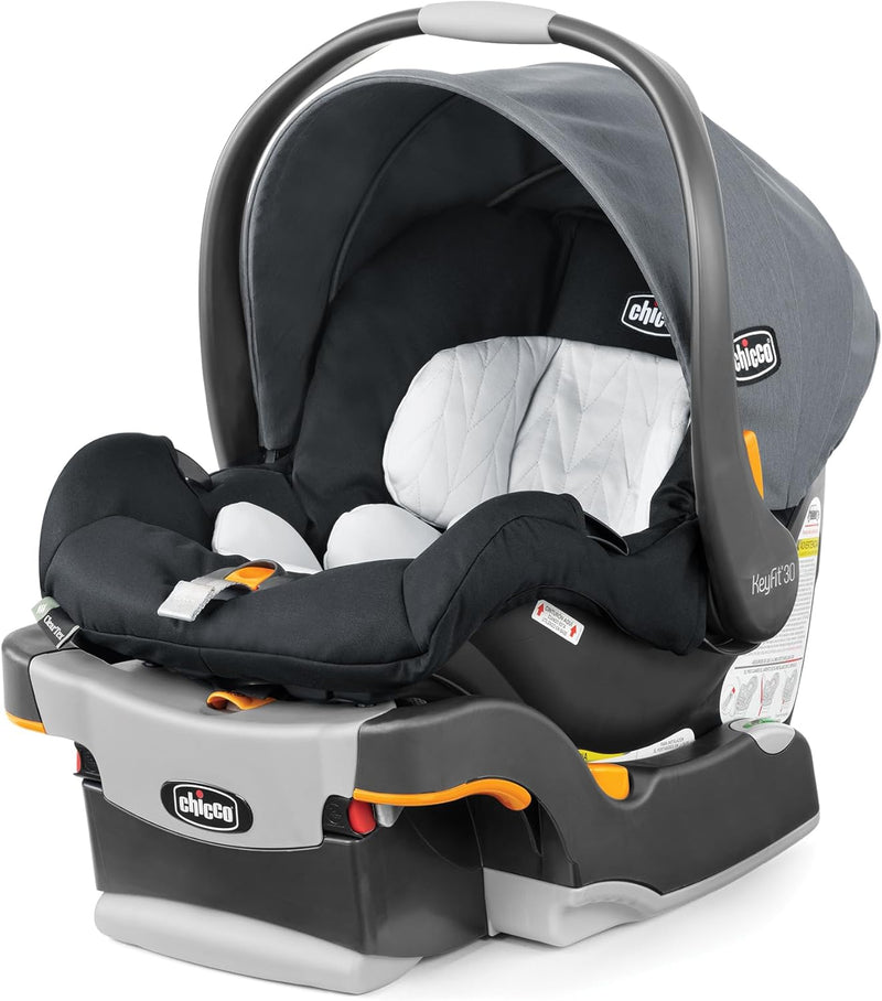Infant Car Seat and Base, Rear-Facing Seat for 4-30 lbs., Includes Head and Body Support, Compatible with Chicco Strollers, Baby Travel Gear - Pewter/Grey P5