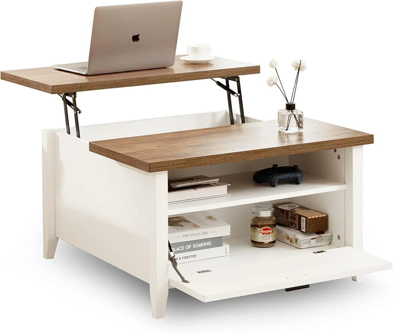 Retro-style high-back coffee table in white N5
