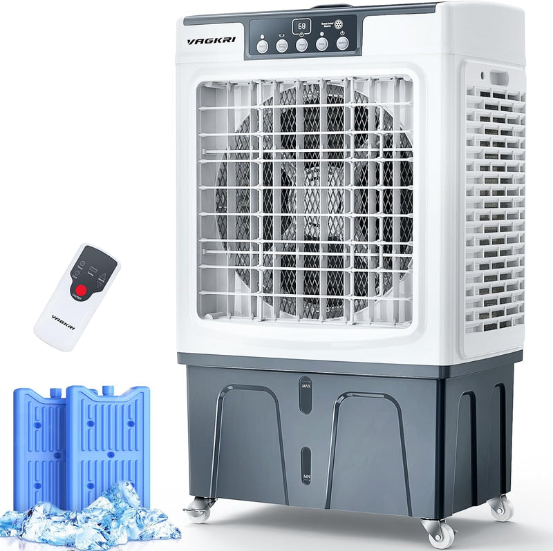 Evaporative Cooler, 2100CFM Air Cooler, 120°Oscillation Swamp Cooler with Remote Control, 24H Timer, 3 Wind Speeds for Outdoor Indoor Use,8 Gallon M2
