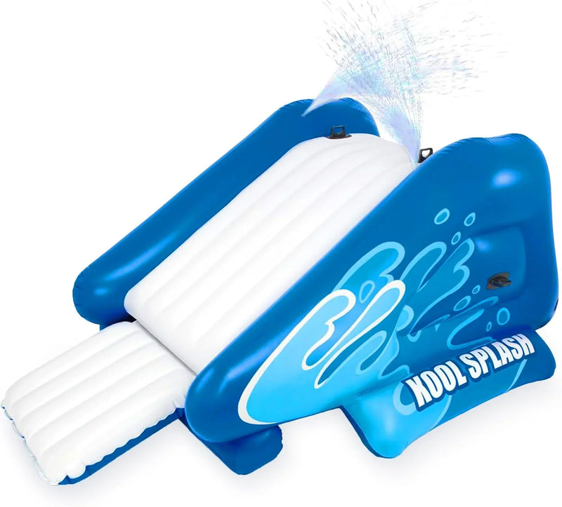 Kool Splash Inflatable Water Slide Swimming Pool Play Center with Built in Sprayers for Kids and Adults, Ages 6 and Up, Blue K0
