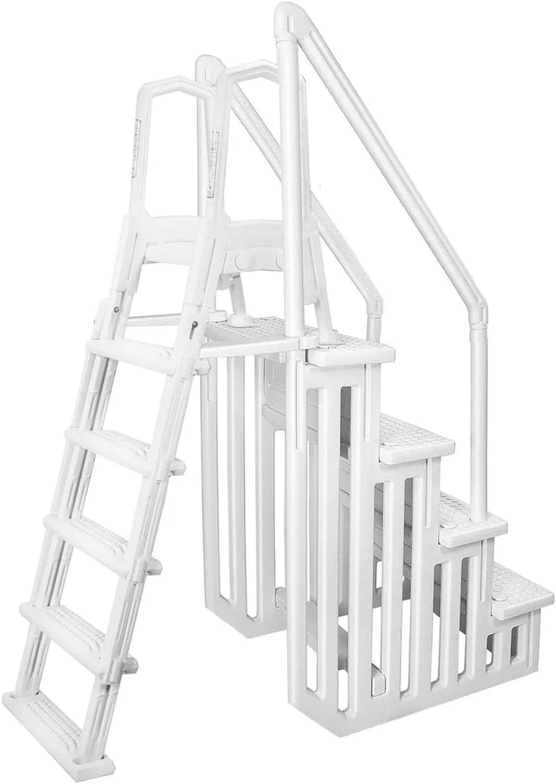 Deluxe Above-Ground Pool Ladder A-Frame Swimming Non-Sliip Step Ladder, White H7