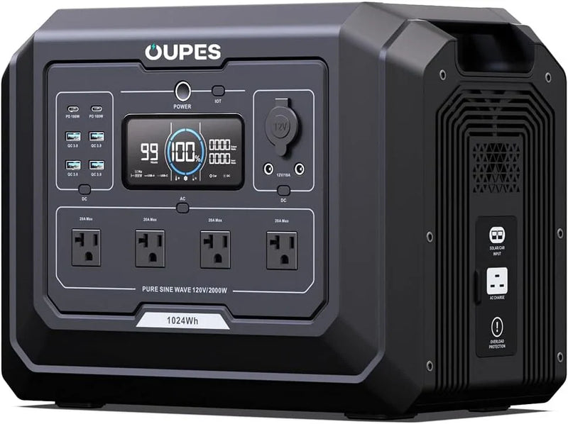 1 Portable Power Station 2000W (4500W Peak), 1024Wh LiFePO4 Battery Generator with 1400W AC Charging & 800W Solar Charging, Expandable to 5120Wh, for Home, Power Outages, Camping & RVs A3