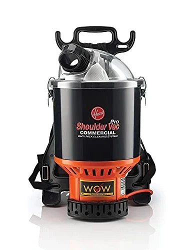 Hoover Commercial Shoulder Vac Pro Backpack Bagged Vacuum Cleaner, with HEPA Media Filter, Lightweight with Extra Long Cord, Chiropractic Design, for Carpet and Hard Floors, C2401, Black E3