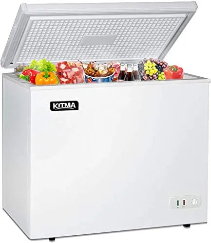 Commercial Top Chest Freezer 7 Cu. Ft - Deep Ice Cream Freezer with Wire Storage Basket, Solid Door, for Groceries, Kitchen, Restaurant White B7