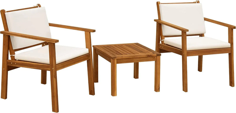 Patio Furniture 4 Piece Outdoor Acacia Wood Patio Conversation Sofa Set with Table & Cushions Porch Furniture for Deck, Balcony, Backyard A2