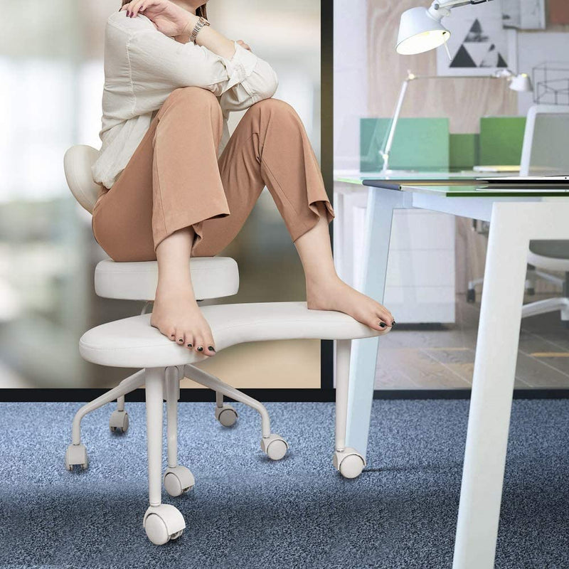 Meditation Chair, Home Office Desk Chair, Cross Legged Chair with Lumbar Support and Adjustable Stool O2