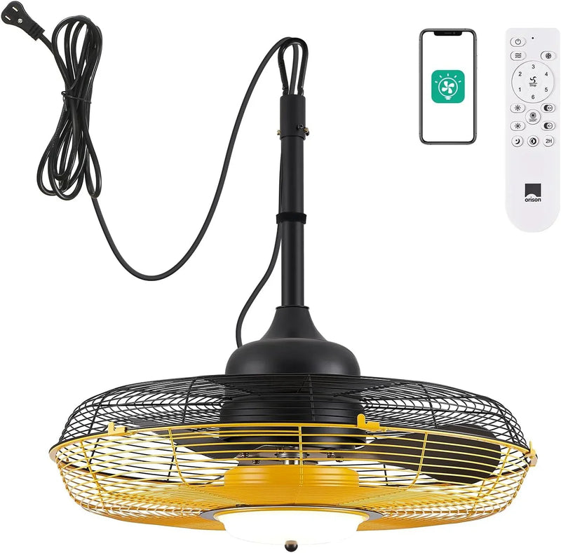 Outdoor Ceiling Fan with Light, Plug in Ceiling Fan with Remote, Gazebo Fans Outdoor Hanging for Patios Waterproof, Wet Rated Hanging Fan with App Control Z0