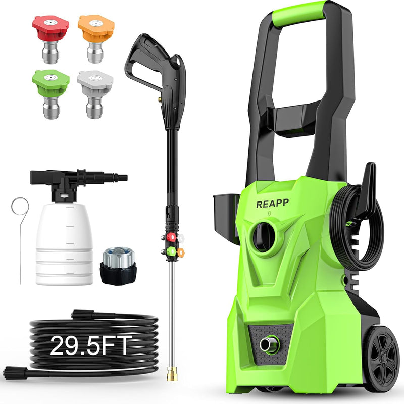 Electric high-pressure cleaning machine, foam sprayer, 4 quick-connect high-pressure nozzles, 2400 pounds/square inch 2.4 gallons/minute powerful cleaning machine, high-pressure cleaning equipment for E5