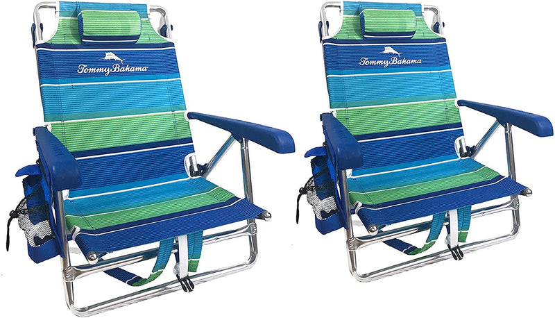 2 Backpack Beach Chairs with Storage Pouch and Towel Bar T0