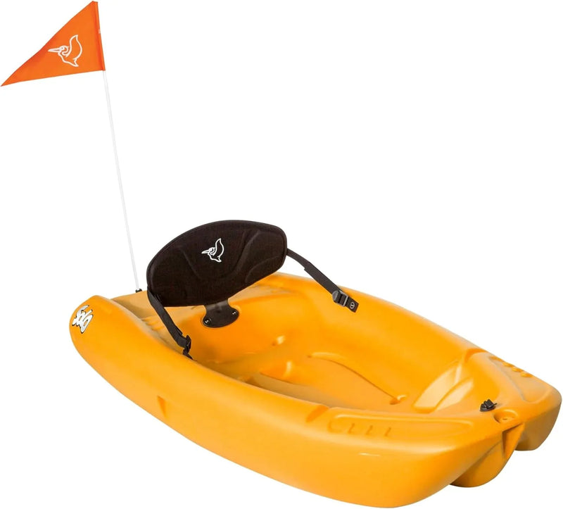 Pelican Solo EVO DLX - Kids Sit on top Kayak with Paddle and Decals - Mango - Twin Tunnel Hull with Swim up Deck - Lighweight & Durable K4