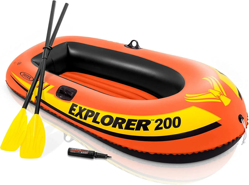 Explorer Inflatable Boat Series: Dual Air Chambers – Welded Oar Locks – Grab Handles – Bow Rope – Sporty Design V5