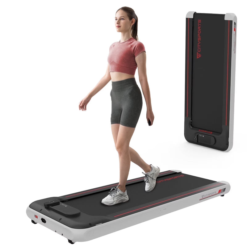 Citysports Treadmill Portable Walking Pad, Adjustable Speed with APP, LCD Screen Calorie Counter, Ultra Thin and Silent (Black White) K6